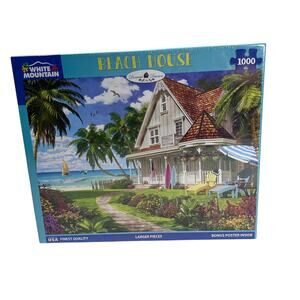 WHITE MOUNTAIN Beach House 1000 Piece Jigsaw Puzzle 24x30 Larger Pieces NEW